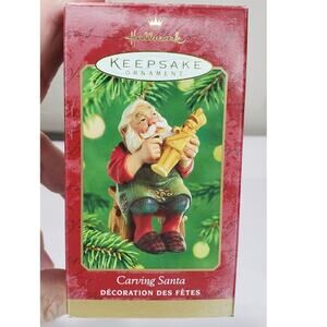 Vintage Hallmark Keepsake Ornament 2001 Carving Santa PRE-OWNED
